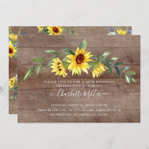 Rustic Yellow Sunflower Birthday Party Invitation