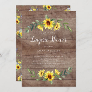 Rustic Yellow Sunflower Bridal Lingerie Shower Invitation