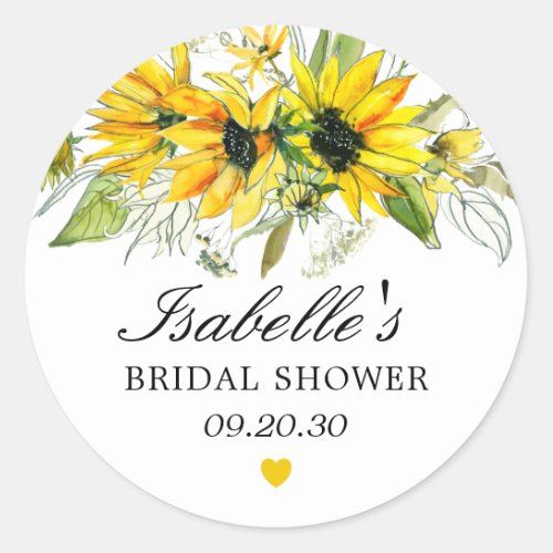 Rustic Yellow Sunflower Bridal Shower Favor Seal