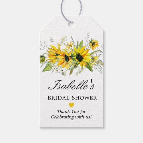 Rustic Yellow Sunflower Bridal Shower Favor Tag