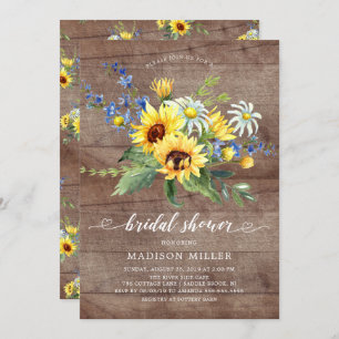 Rustic Yellow Sunflower Bridal Shower Invitation