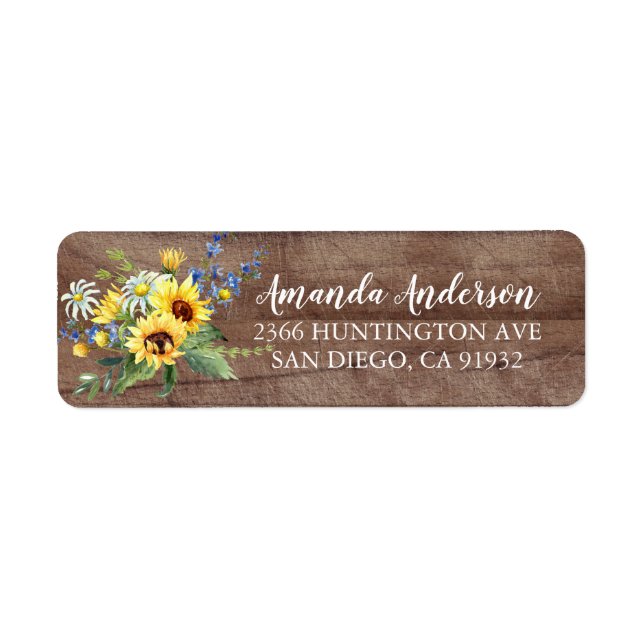 Rustic Yellow Sunflower Bridal Shower Labels (Front)