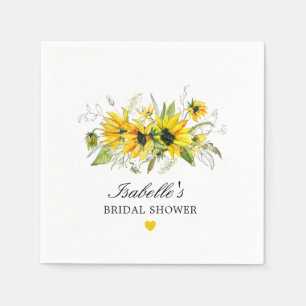 Rustic Yellow Sunflower Bridal Shower Napkins