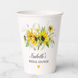 Rustic Yellow Sunflower Bridal Shower Paper Cups