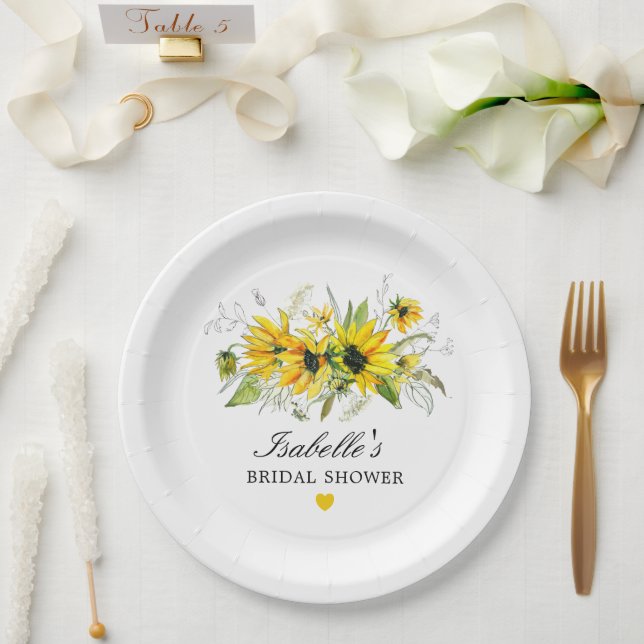 Rustic Yellow Sunflower Bridal Shower Paper Plates (Wedding)