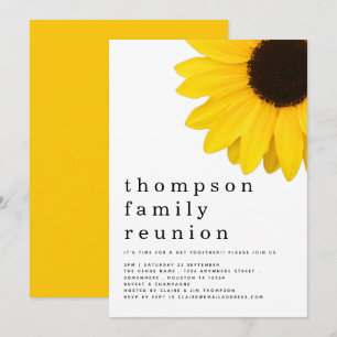 Rustic Yellow Sunflower Family Reunion Party Invitation