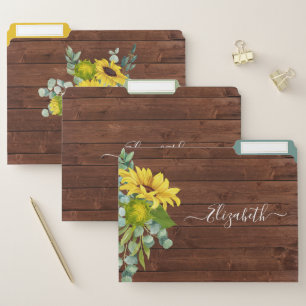 Rustic Yellow Sunflower File Folders