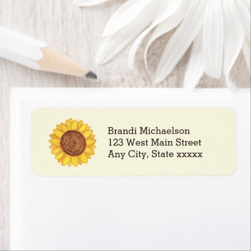 Rustic Yellow Sunflower Floral Watercolor Label