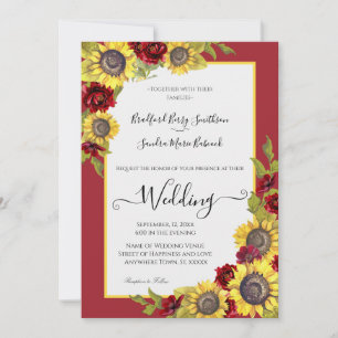 Rustic Yellow Sunflower Floral Wedding invitation