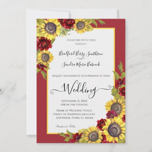 Rustic Yellow Sunflower  Floral Wedding invitation