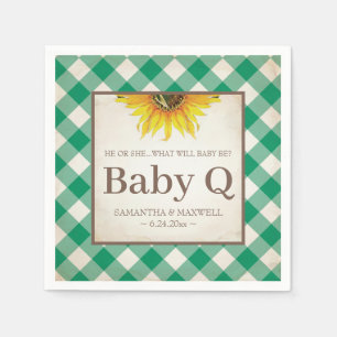 Rustic Yellow Sunflower Gender Reveal Baby Q Napkins