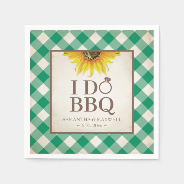 Rustic Yellow Sunflower I Do BBQ Napkins (Front)