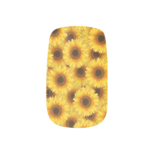 Rustic Yellow Sunflower Minx Nail Art