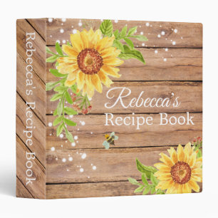 Rustic Yellow Sunflower Recipe Binder