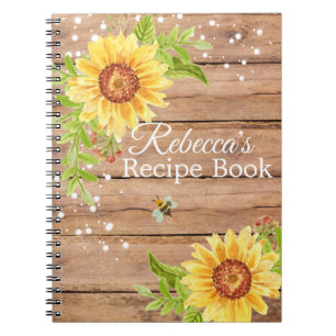 Rustic Yellow Sunflower Recipe Notebook