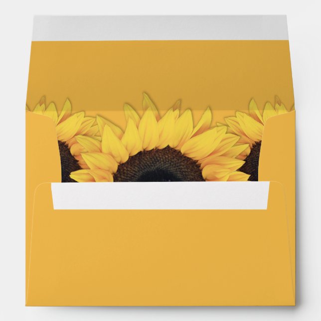 Rustic Yellow Sunflower Return Address Wedding Envelope (Back (Bottom))