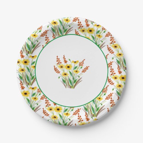 Rustic Yellow Sunflower Summer Party Paper Plates