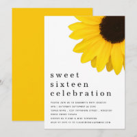 Rustic Yellow Sunflower Sweet Sixteen Invitation