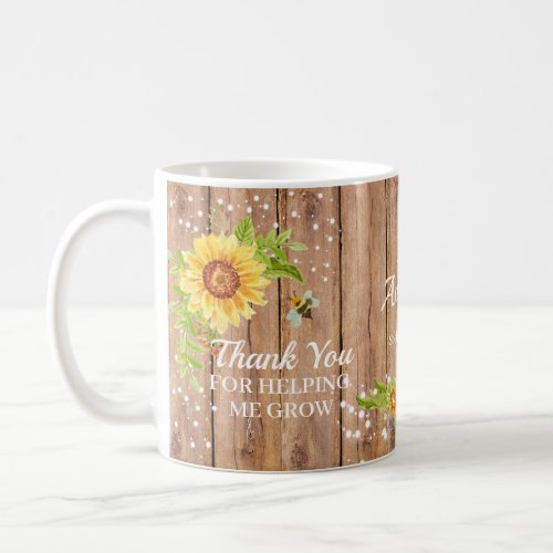 Rustic Yellow Sunflower Teacher Appreciation Coffee Mug