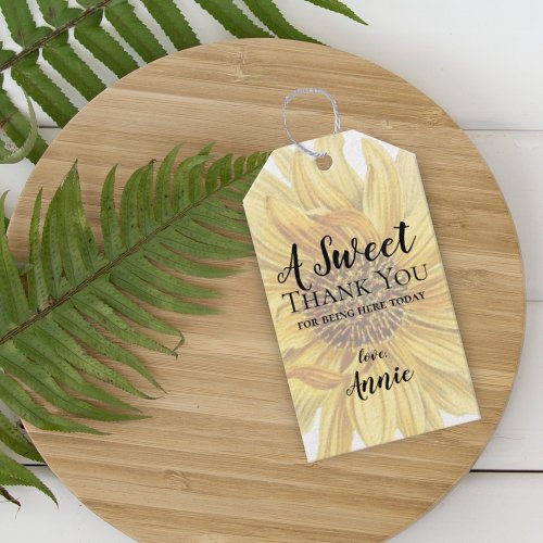 Rustic Yellow Sunflower Thank you Bridal Shower  Gift Tags