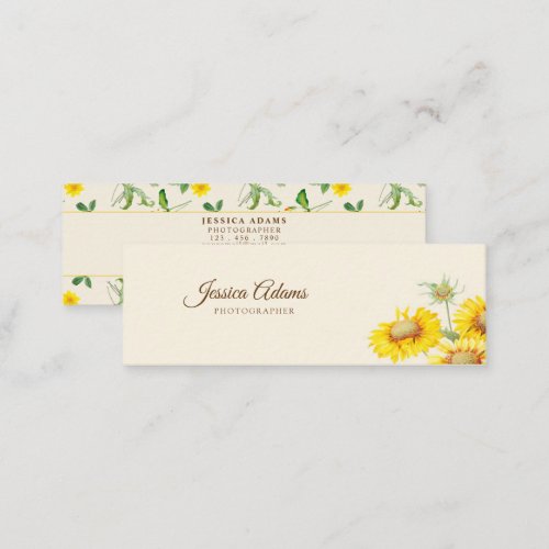 Rustic Yellow Sunflower Watercolor Business Card