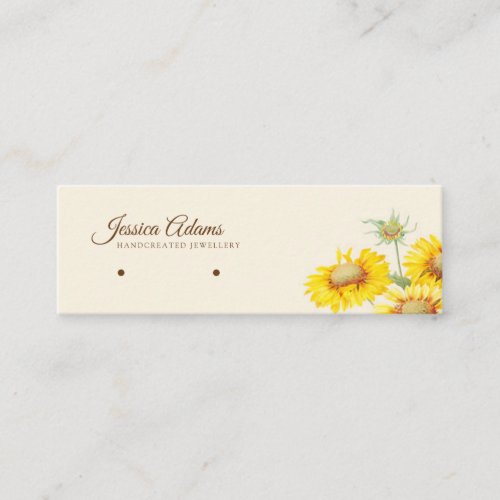 Rustic Yellow Sunflower Watercolor Earring Display Mini Business Card