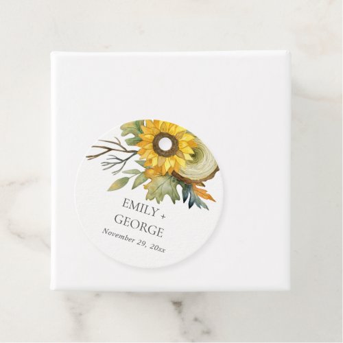 RUSTIC YELLOW SUNFLOWER WATERCOLOR FLORAL WEDDING FAVOR TAGS