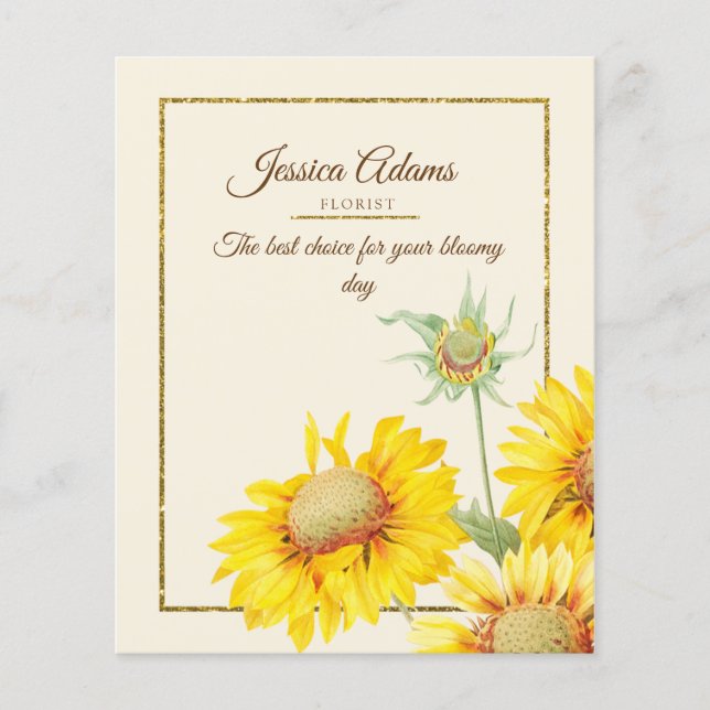Rustic Yellow Sunflower Watercolor Flyer (Front)