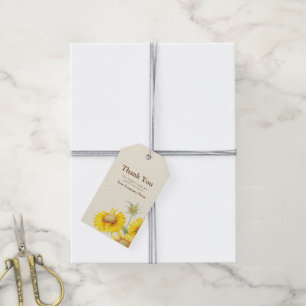 Rustic Yellow Sunflower Watercolor Gift Tag