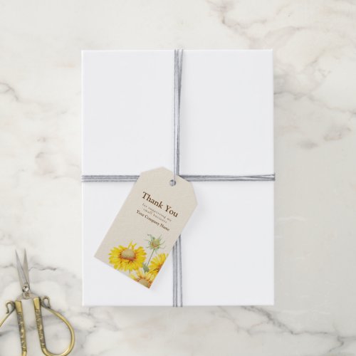 Rustic Yellow Sunflower Watercolor Gift Tag