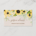 Rustic Yellow Sunflower Watercolor Wedding Business Card at Zazzle