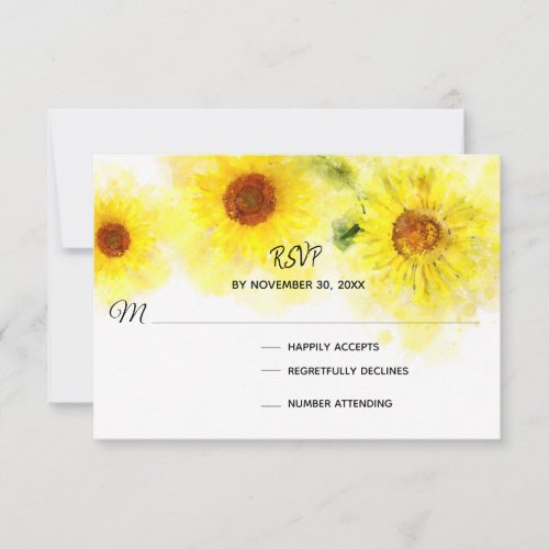 *~*  Rustic Yellow  Sunflower  Wedding RSVP