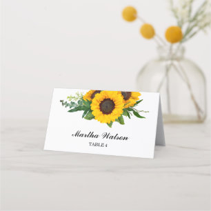 Rustic Yellow Sunflower Wedding Seating Place Card
