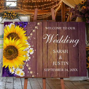 Rustic Yellow Sunflower Wedding Welcome Sign
