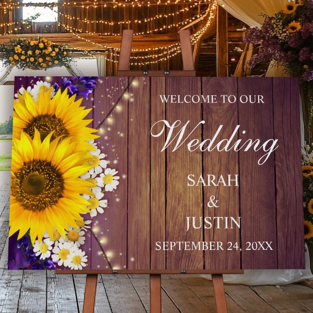 Rustic Yellow Sunflower Wedding Welcome Sign (Creator Uploaded)