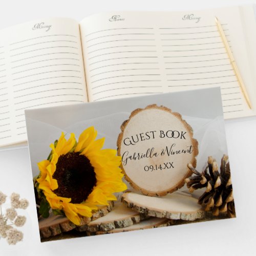 Rustic Yellow Sunflower Woodland Wedding Guest Book