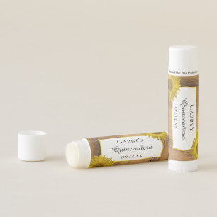 Rustic Yellow Sunflowers Barn Quinceañera Favor Lip Balm
