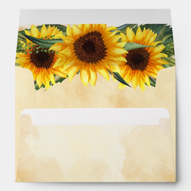 Rustic Yellow Sunflowers Greenery Envelope (Back (Bottom))