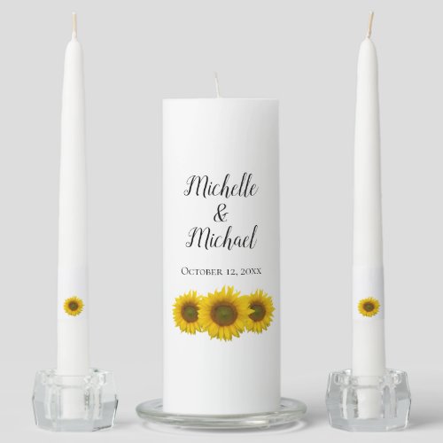 Rustic Yellow Sunflowers Wedding Unity Candle Set