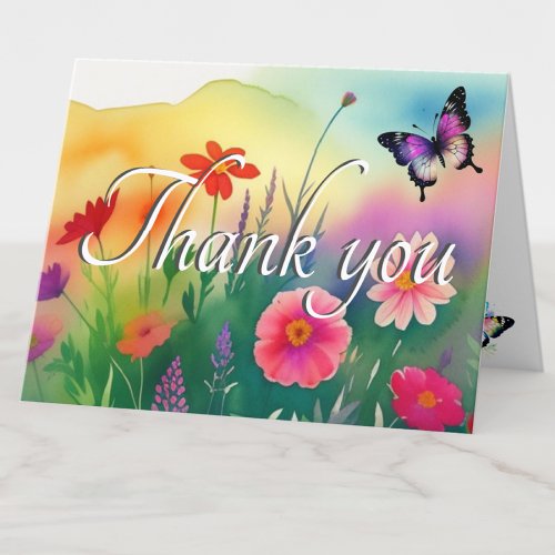 Rustic Yellow Watercolor Thank You Card