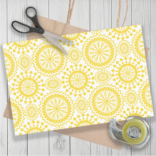 Rustic Yellow White Circle Pattern Tissue Paper