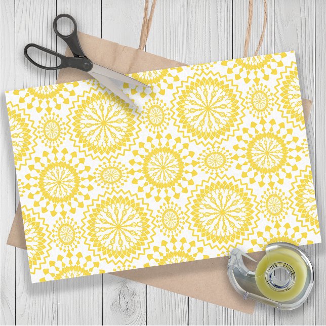 Rustic Yellow White Circle Pattern  Tissue Paper (Rustic. yellow and white circle pattern gift wrapping or decoupage tissue paper)