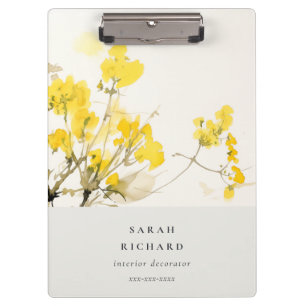 Rustic Yellow Wildflower Boho Floral Business Clipboard