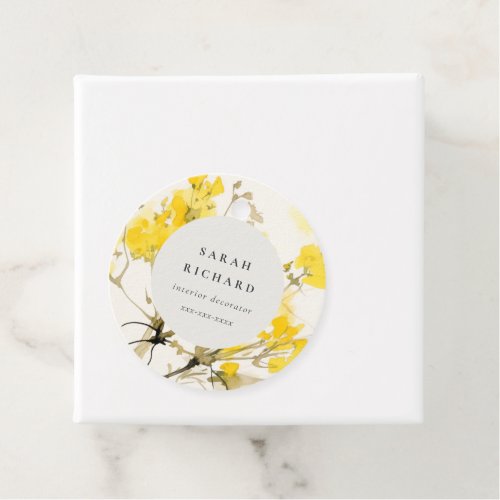 Rustic Yellow Wildflower Boho Floral Business Favor Tags