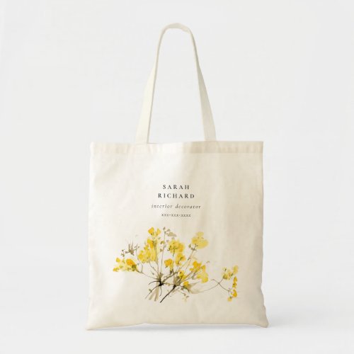 Rustic Yellow Wildflower Boho Floral Business Tote Bag