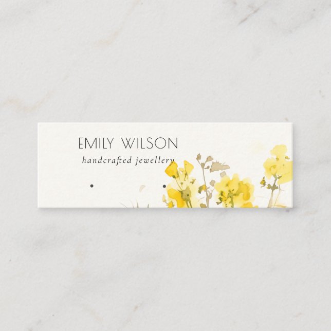 Rustic Yellow Wildflower Botanical Earring Display Mini Business Card (Front)