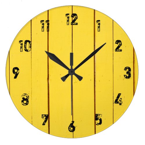 Rustic Yellow Wood Planks Large Clock