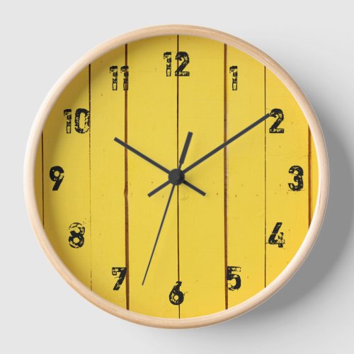 Rustic Yellow Wood Planks Wood Framed Large Clock