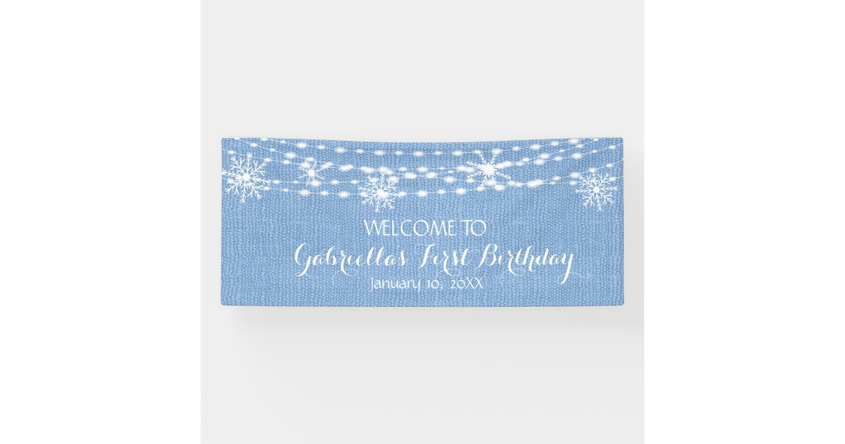 Rustic Yet Dreamy Winter Wonderland First Birthday Banner Zazzle Com