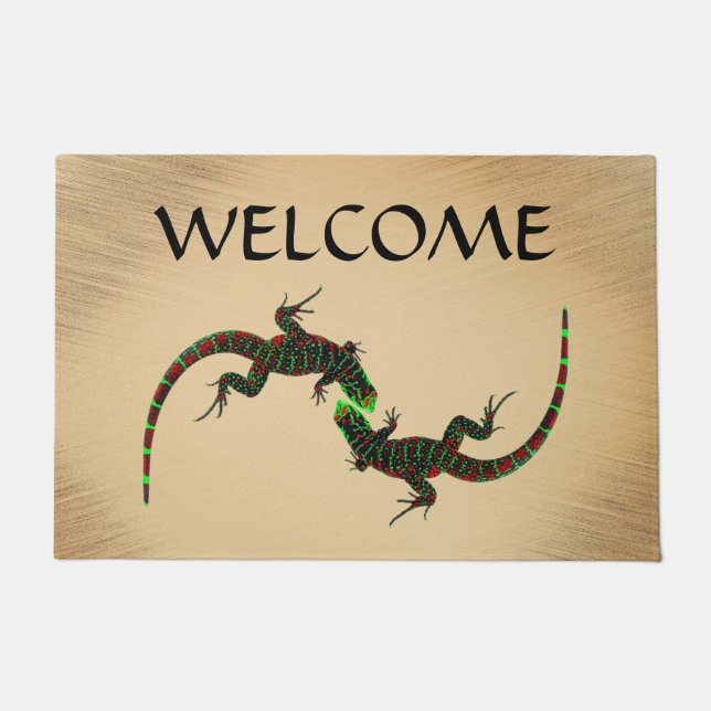 Rustic Yin Yang Lizards Doormat (Front)